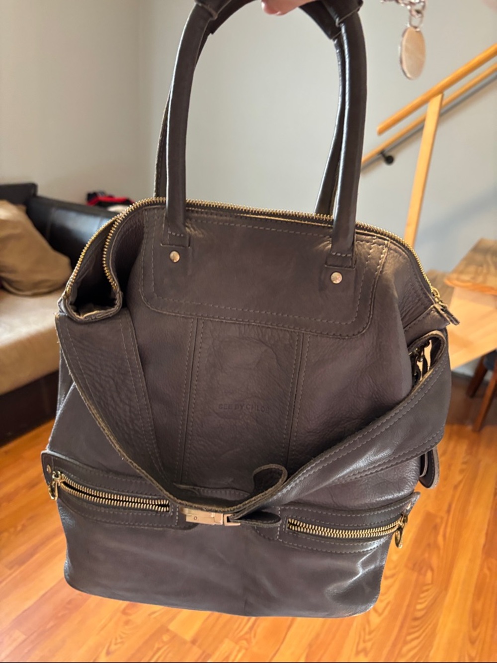 See By Chloe Gray Leather Top-Handle Tote with Gold Hardware - Picture 6 of 6